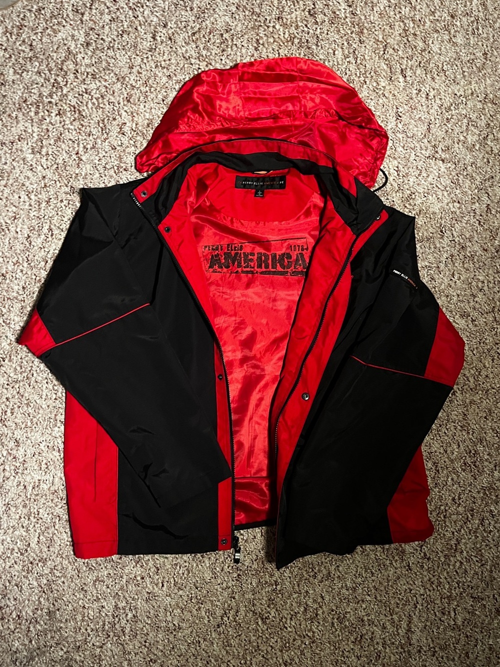 Perry Ellis Men's Black & Red Windbreaker Jacket - Picture 3 of 6